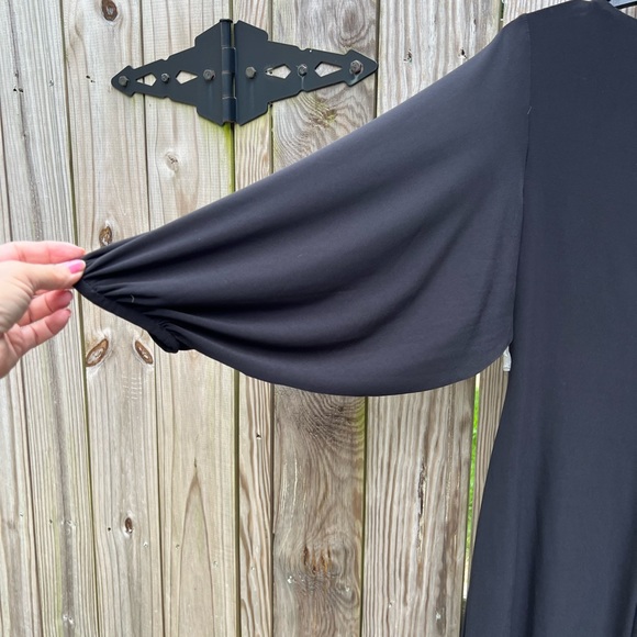 RALPH LAUREN Little Black Cocktail Dress Ruched waist Split Sleeve size 8 - Picture 11 of 13